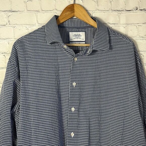 Charles Tyrwhitt Mens Spread Collar Poplin Long Sleeve Classic Fit 18 Non Iron - Picture 5 of 8